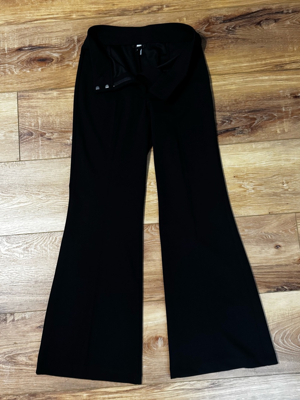 DKNY Black Wide-Leg High-Rise Pants